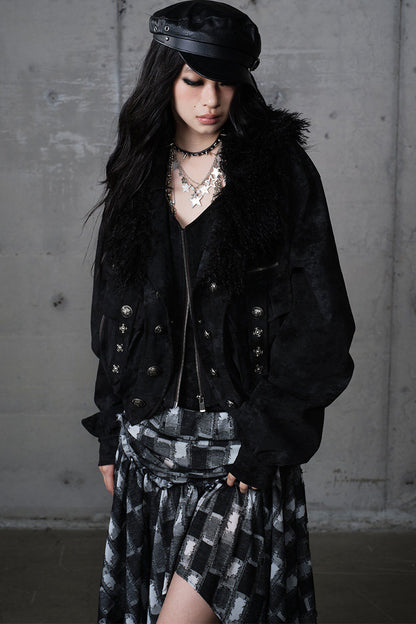 Functional Layered-Look Suede Jacket