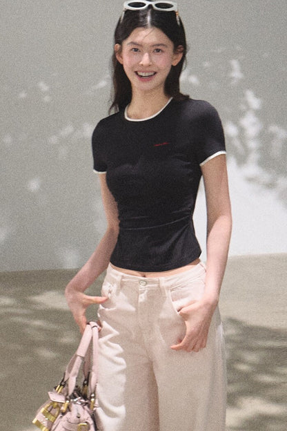 Color-Block Embroidered Summer Top