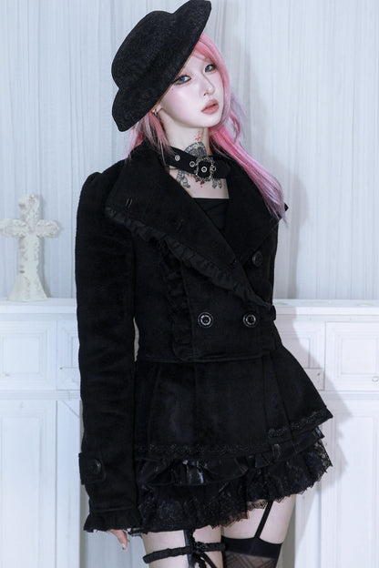 Detachable Bow Woolen Coat and Dress Set