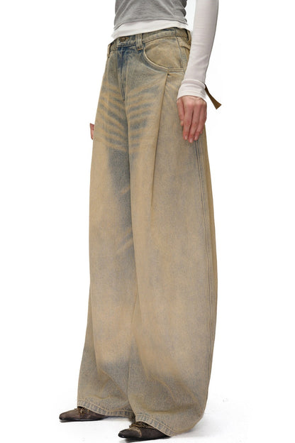 Wide-Leg Washed Vintage Scimitar Jeans