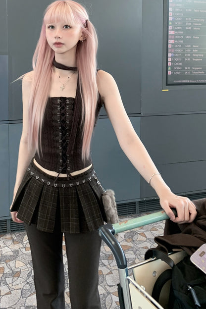 Set di coprispalle in maglia, top a fascia stile corsetto e giacca