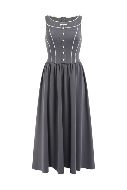 French Retro Red Strap Long Dress
