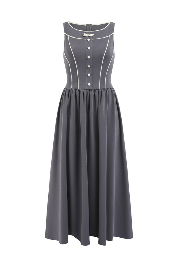 French Retro Red Strap Long Dress