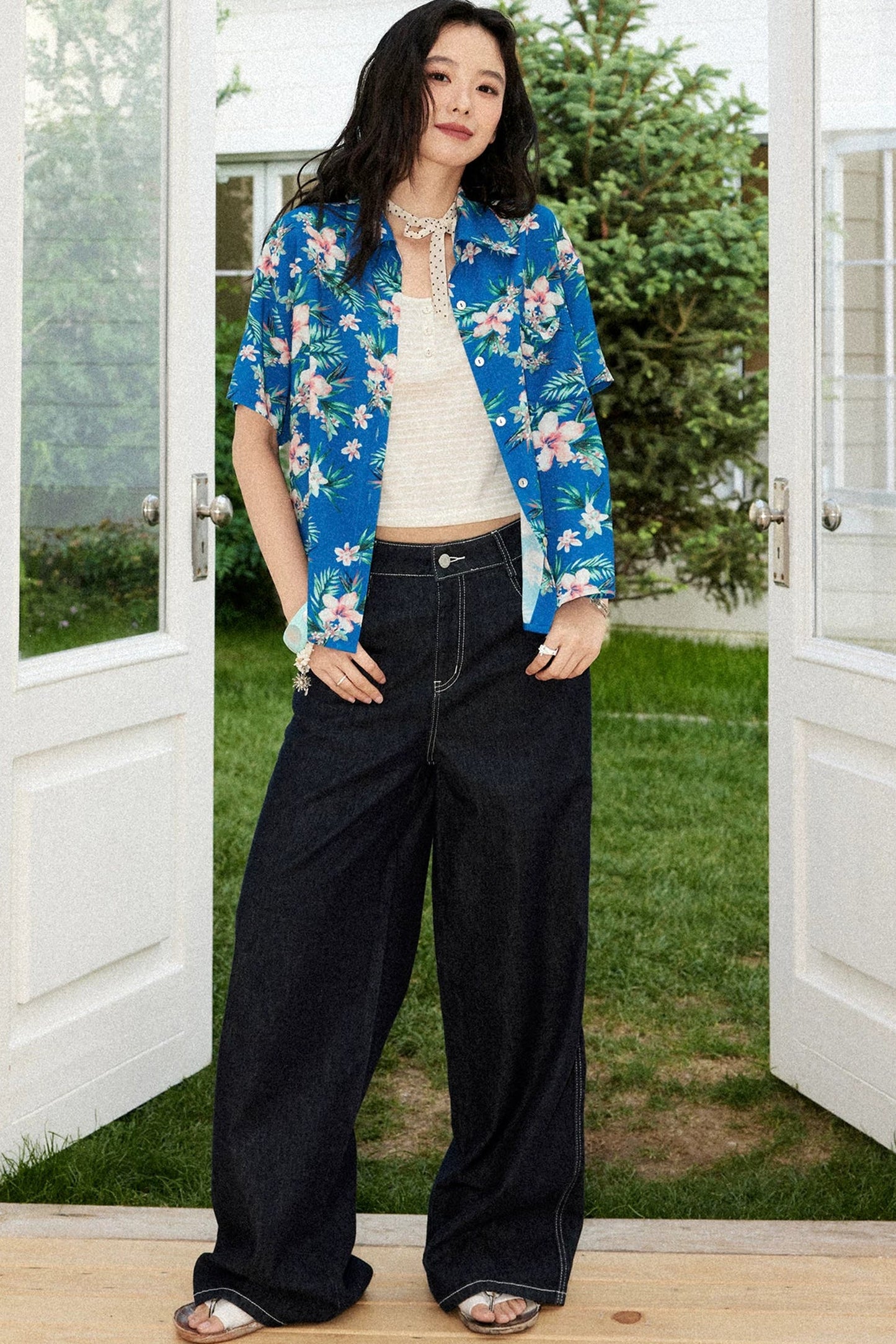 Bougainvillea Print Summer Blouse