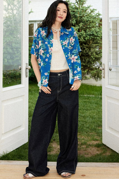Bougainvillea Print Summer Blouse