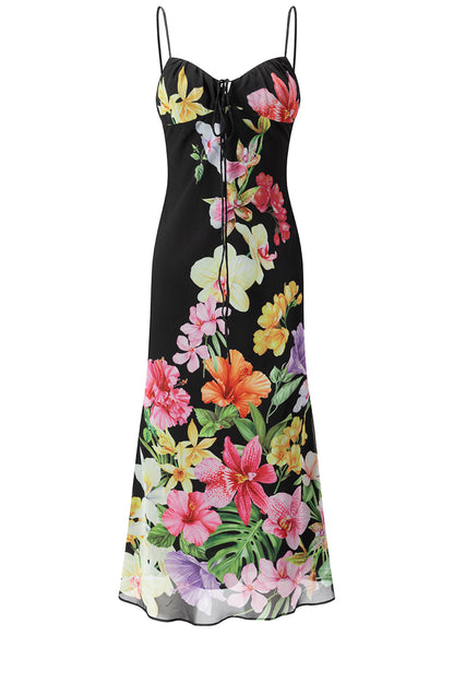 Trägerkleid mit tropischem Blumenprint