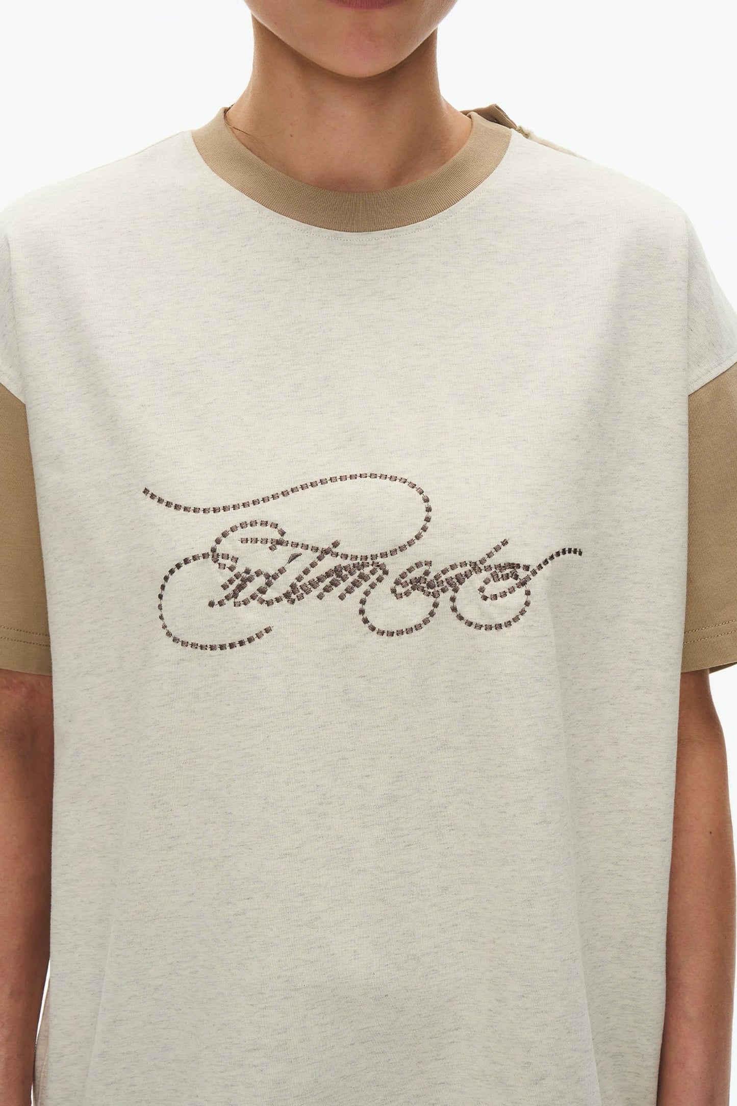 Exitmode Retro Distressed Floral Embroidery T-Shirt
