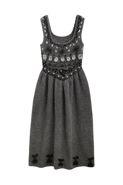 Tulip Bird Fair Isle Jacquard Knit Dress