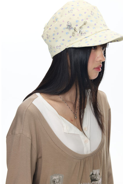 Floral Denim Slouchy Cap