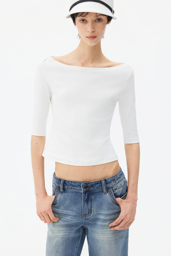 Boat Neck Knit Top
