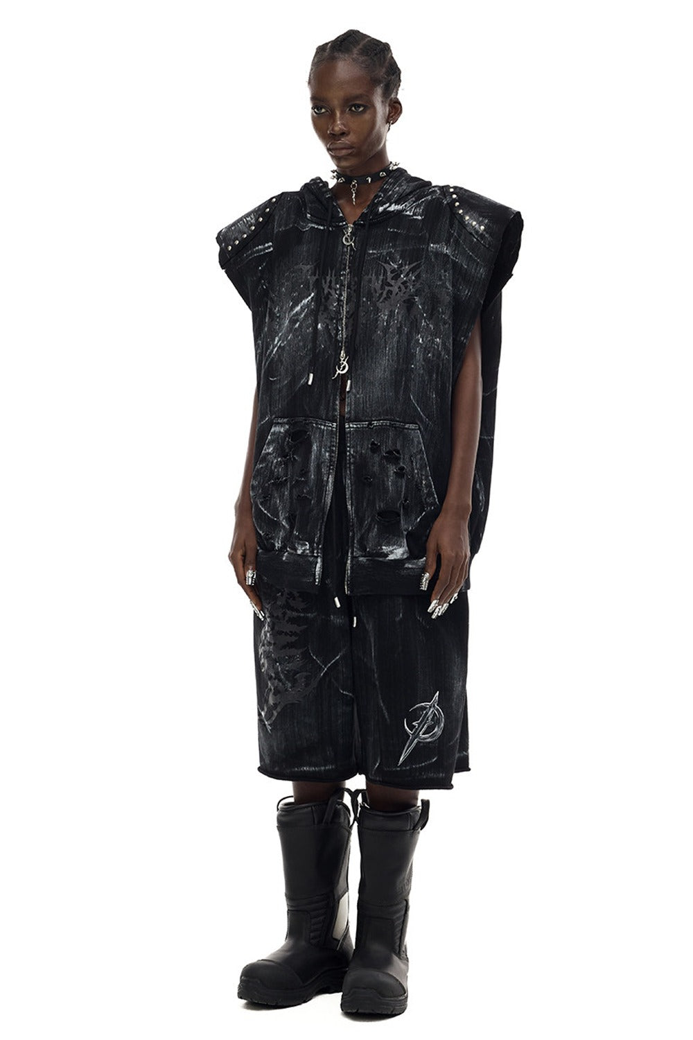 Cat Ear Studded Sleeveless Jacket Vest