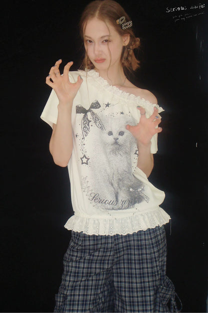 Star Dust Cat Lace T-Shirt