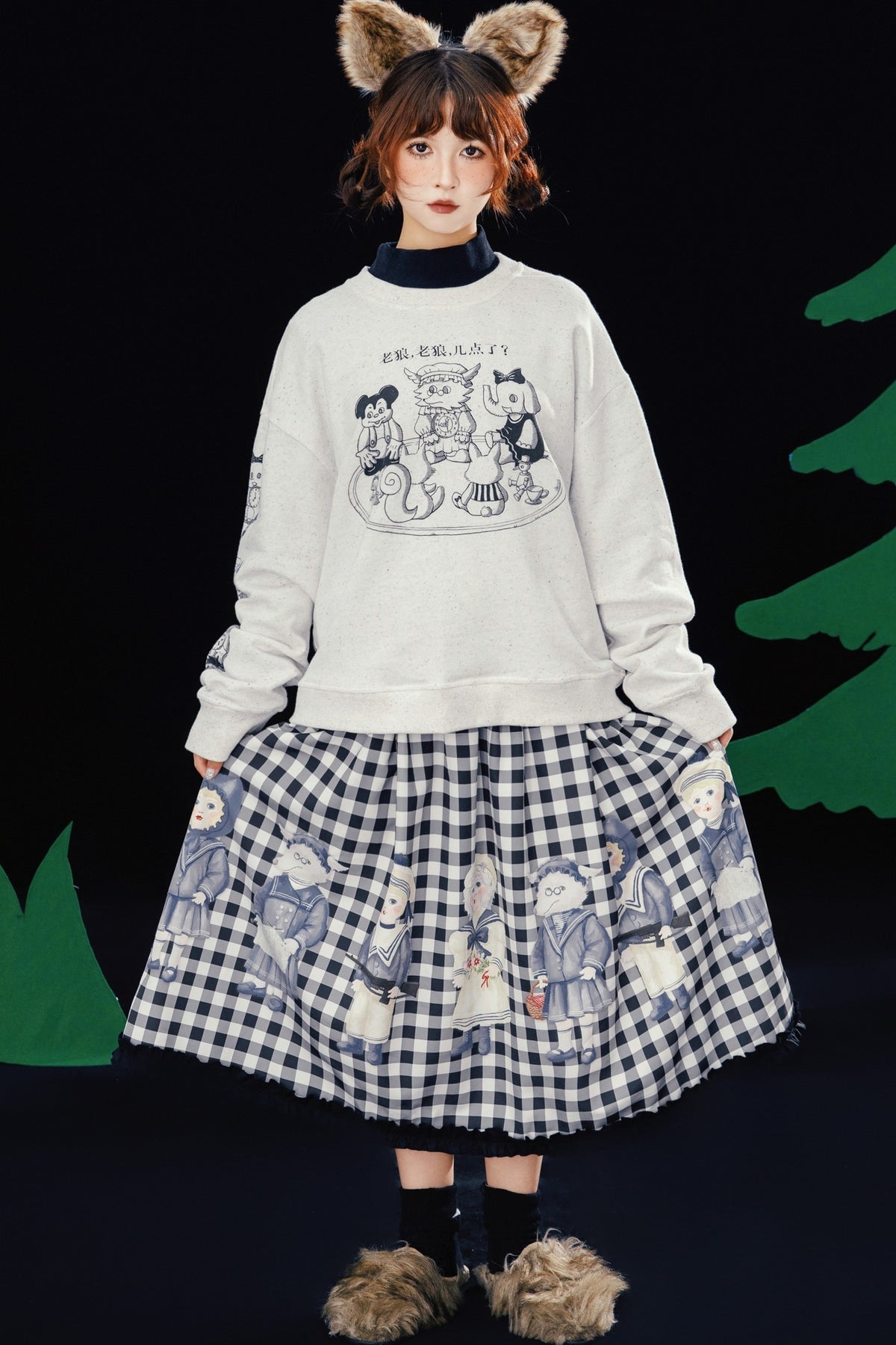 Old Wolf Asymmetrical Gray Speckled Sweatshirt