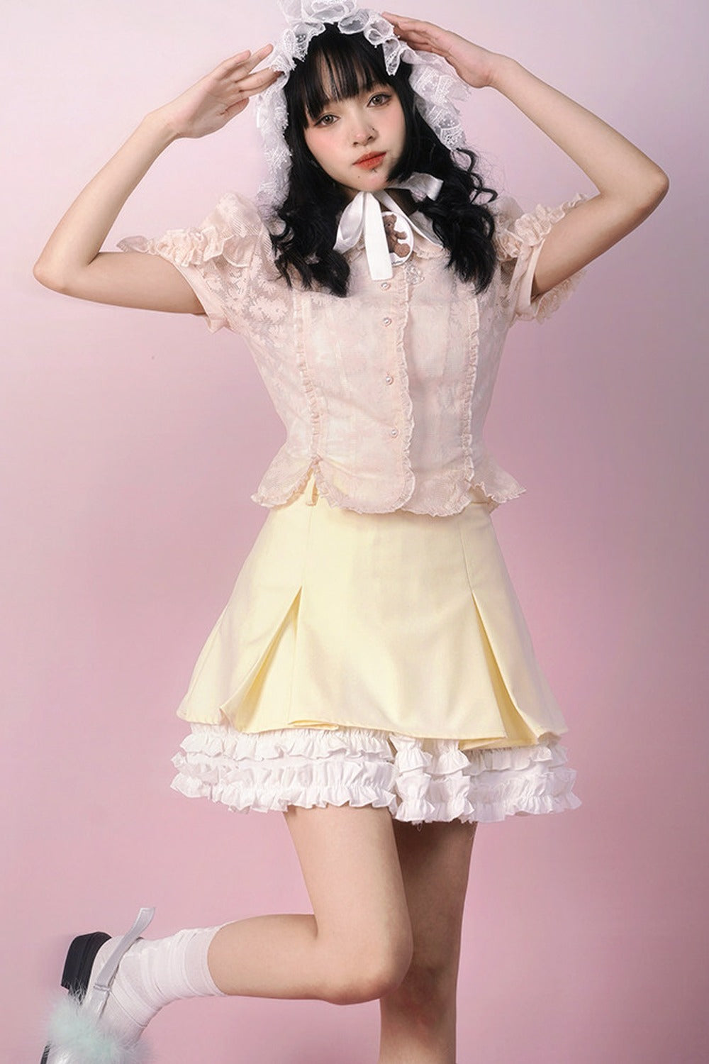Heavenly Pleated Lace Skirt