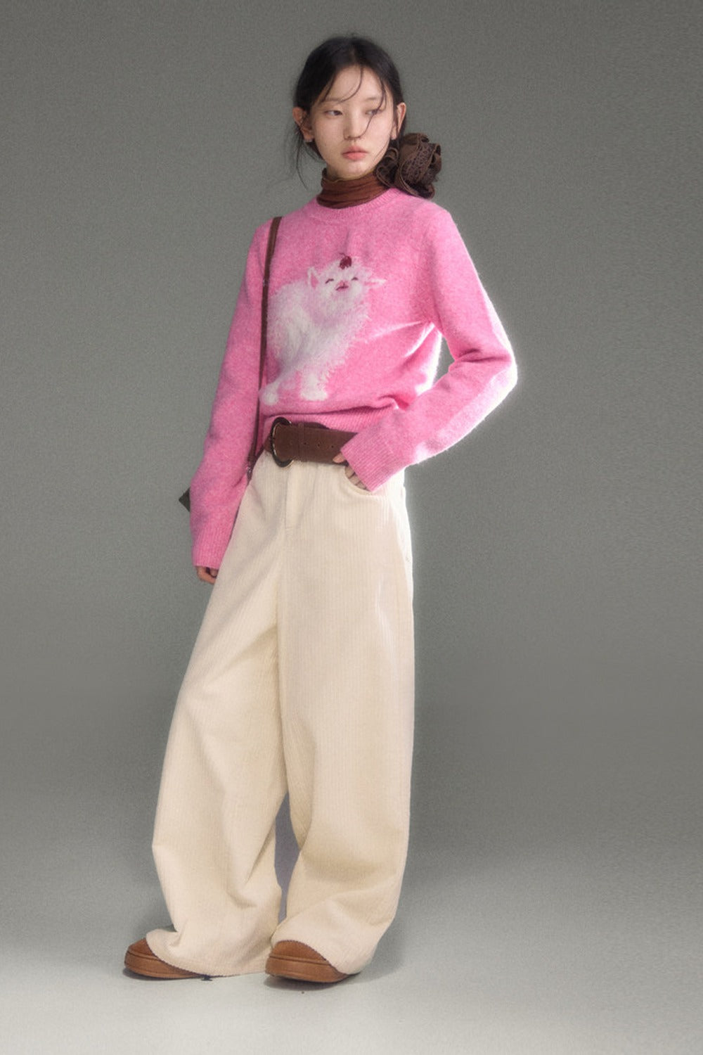Cherry Lamb Jacquard Wool Blend Sweater