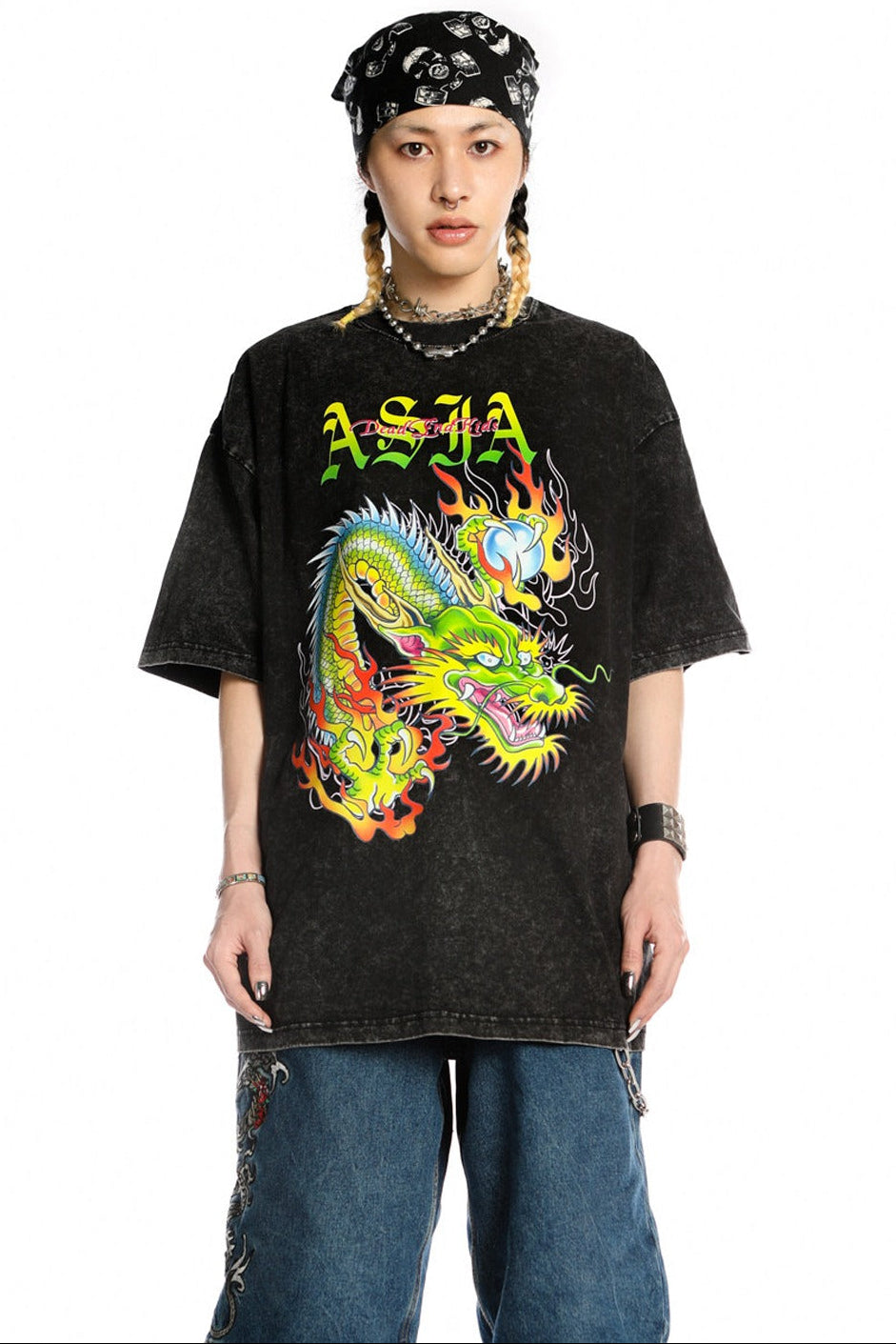 Dragon Print Loose Blouse