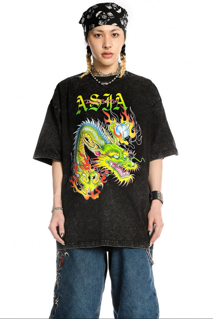 Dragon Print Loose Blouse