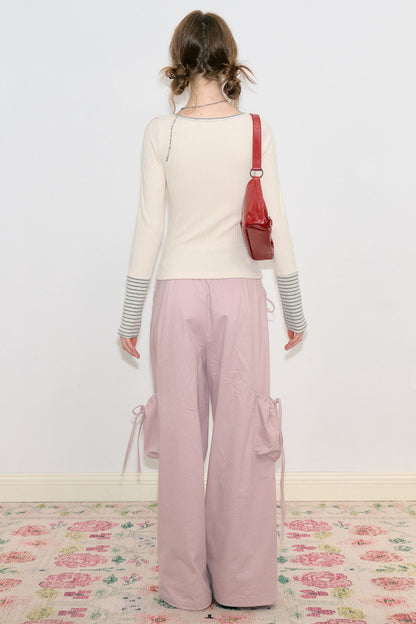 High-Waist-Hose mit weitem Bein und mehreren Taschen