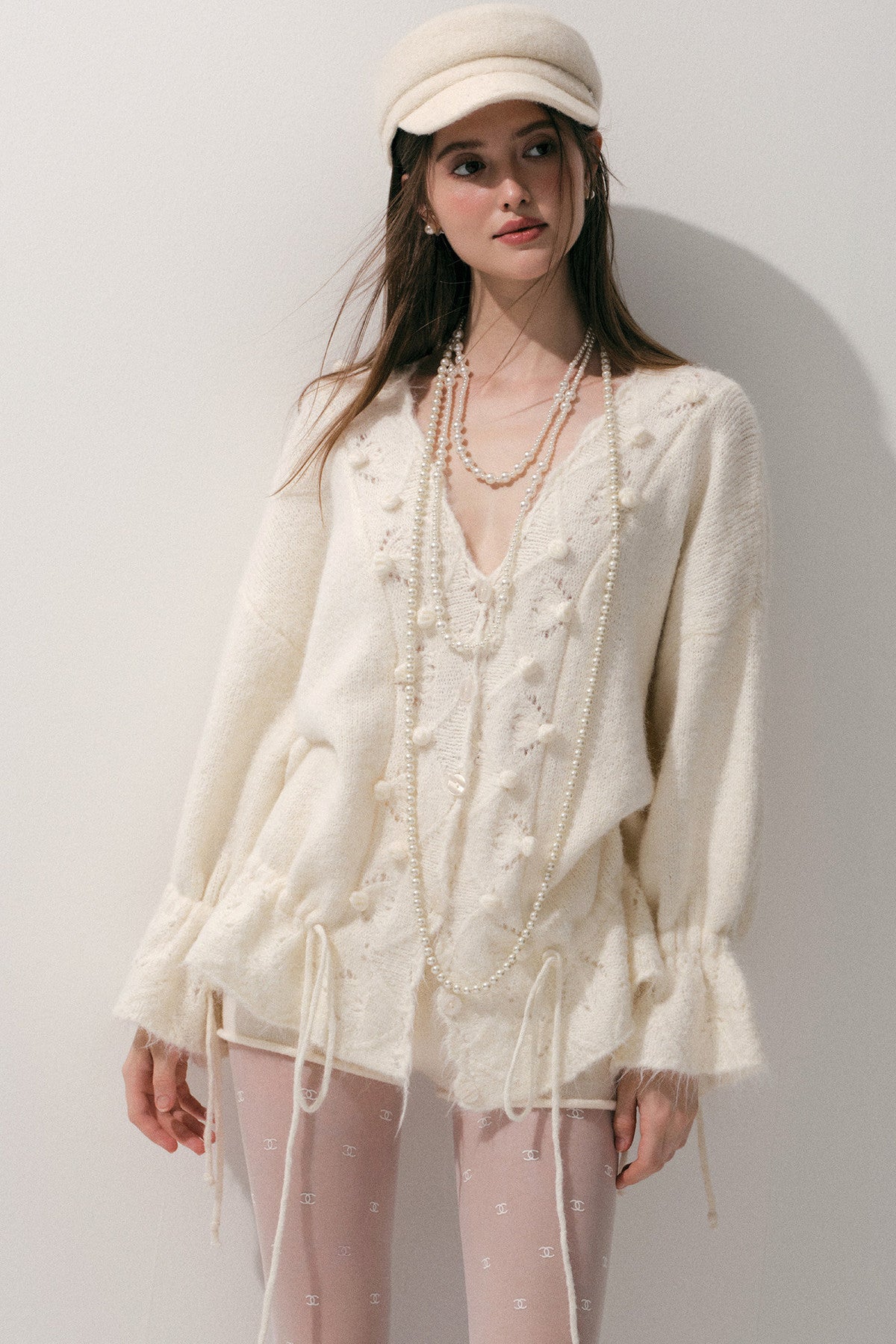 Loose Crochet V-Neck Cardigan