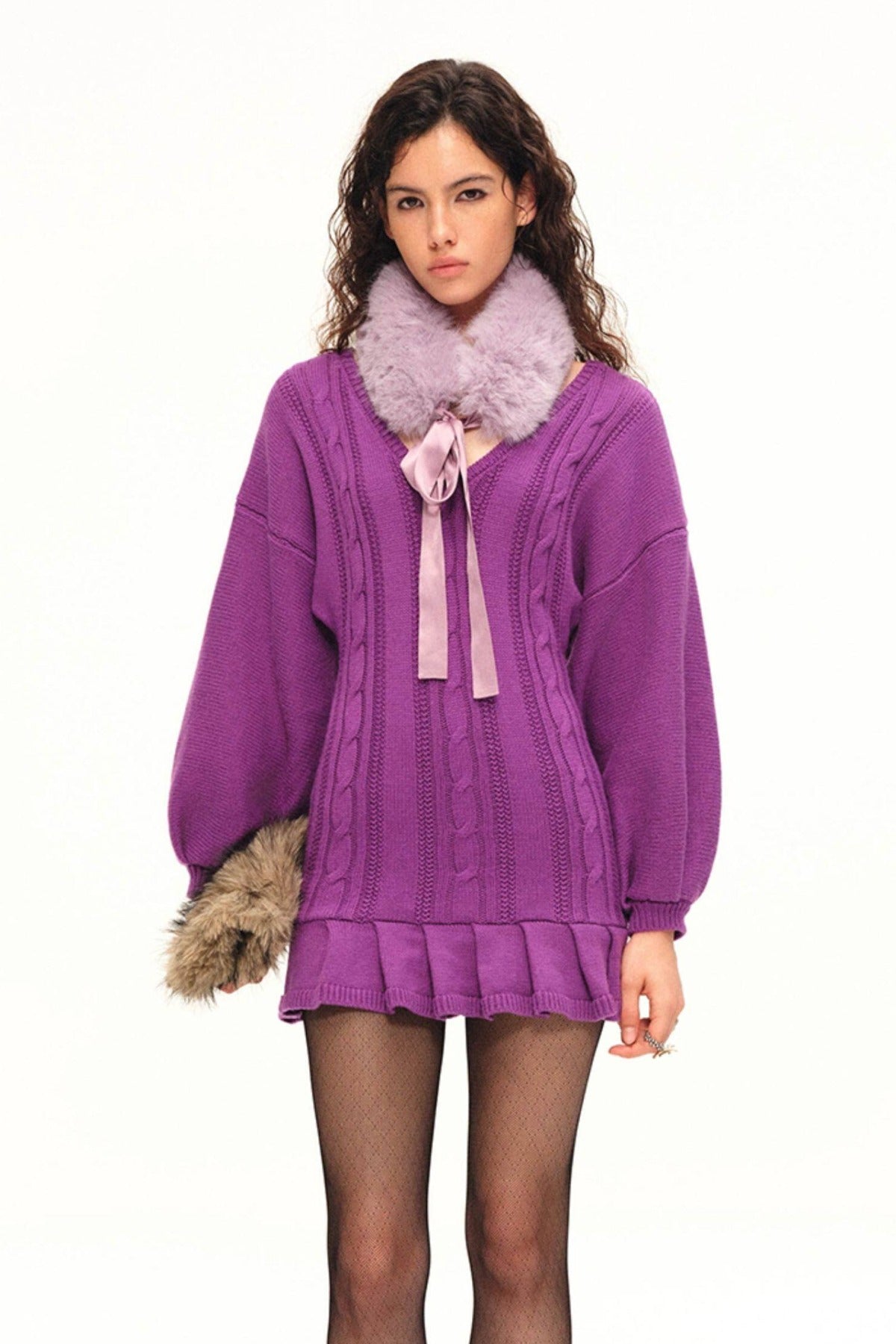 Cable Knit Batwing Vine Dress