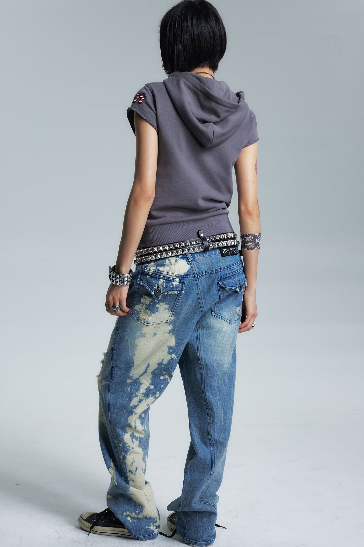 Color-Block Flutter Sleeve Hoodie