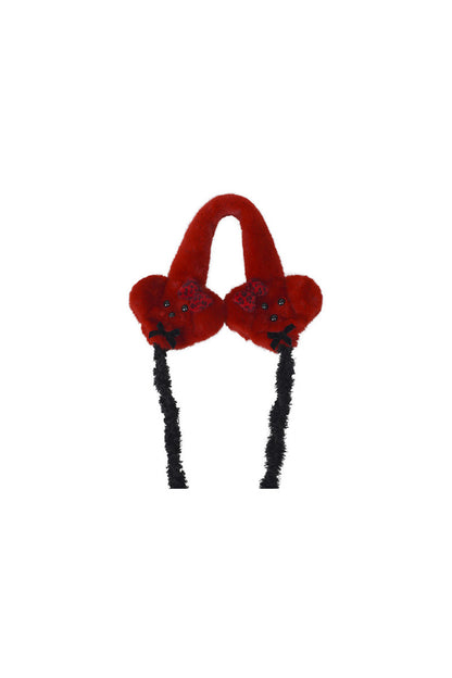 Red Plush Puppy Earmuff Scarf