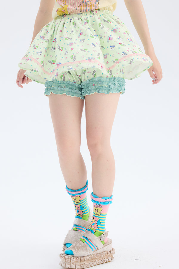 Mint Green Angel Print Culottes