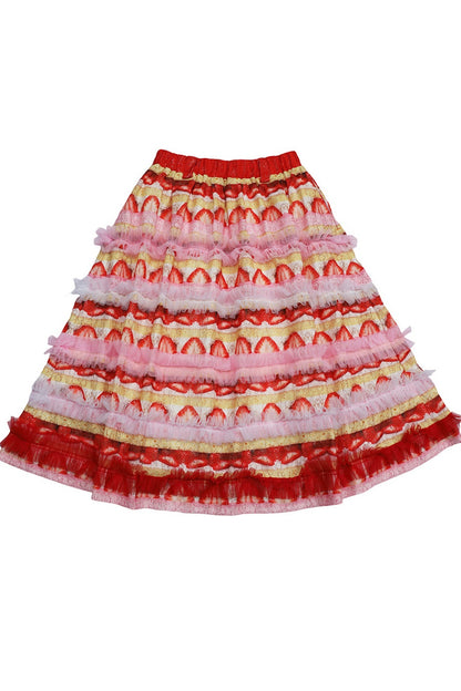 Strawberry Cake Lace Ruffle Skirt