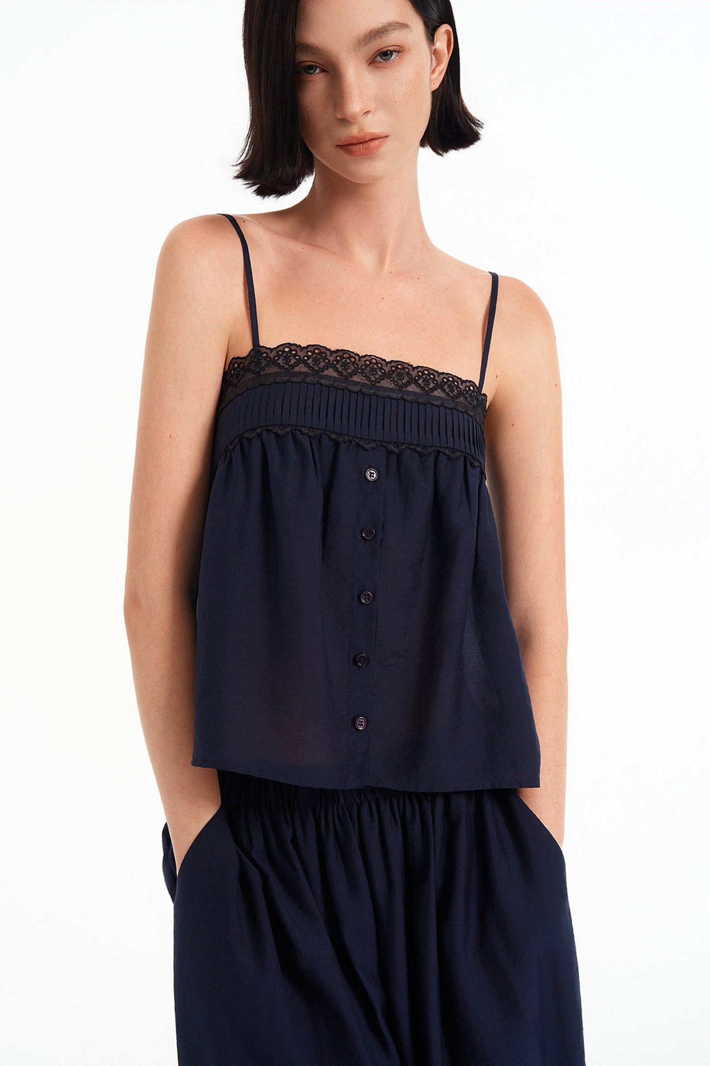 Tencel Lace-Trimmed Camisole Top Set-Up
