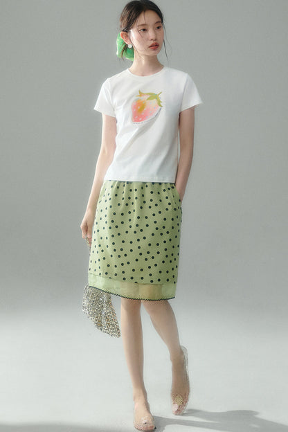 Green Polka Dot Mesh Skirt
