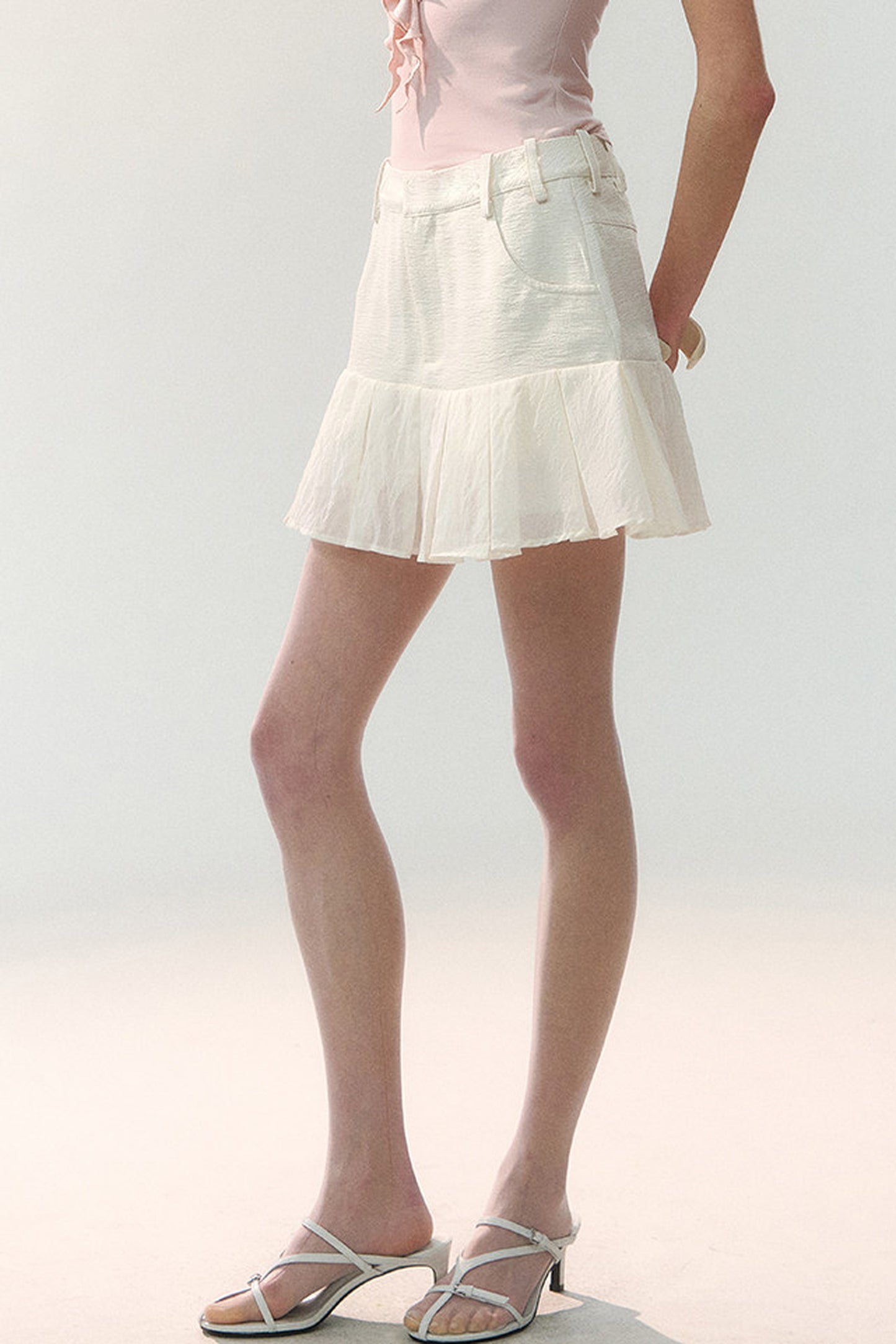 Textured Mesh Layered Mini Skirt