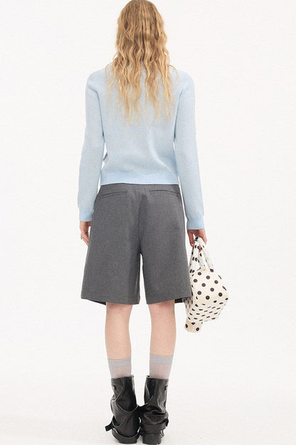 Pleated Gray Dress Shorts
