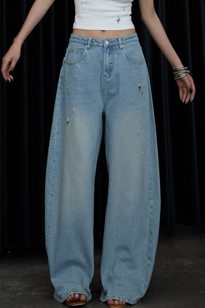 Jeans a gamba larga blu chiaro di luna