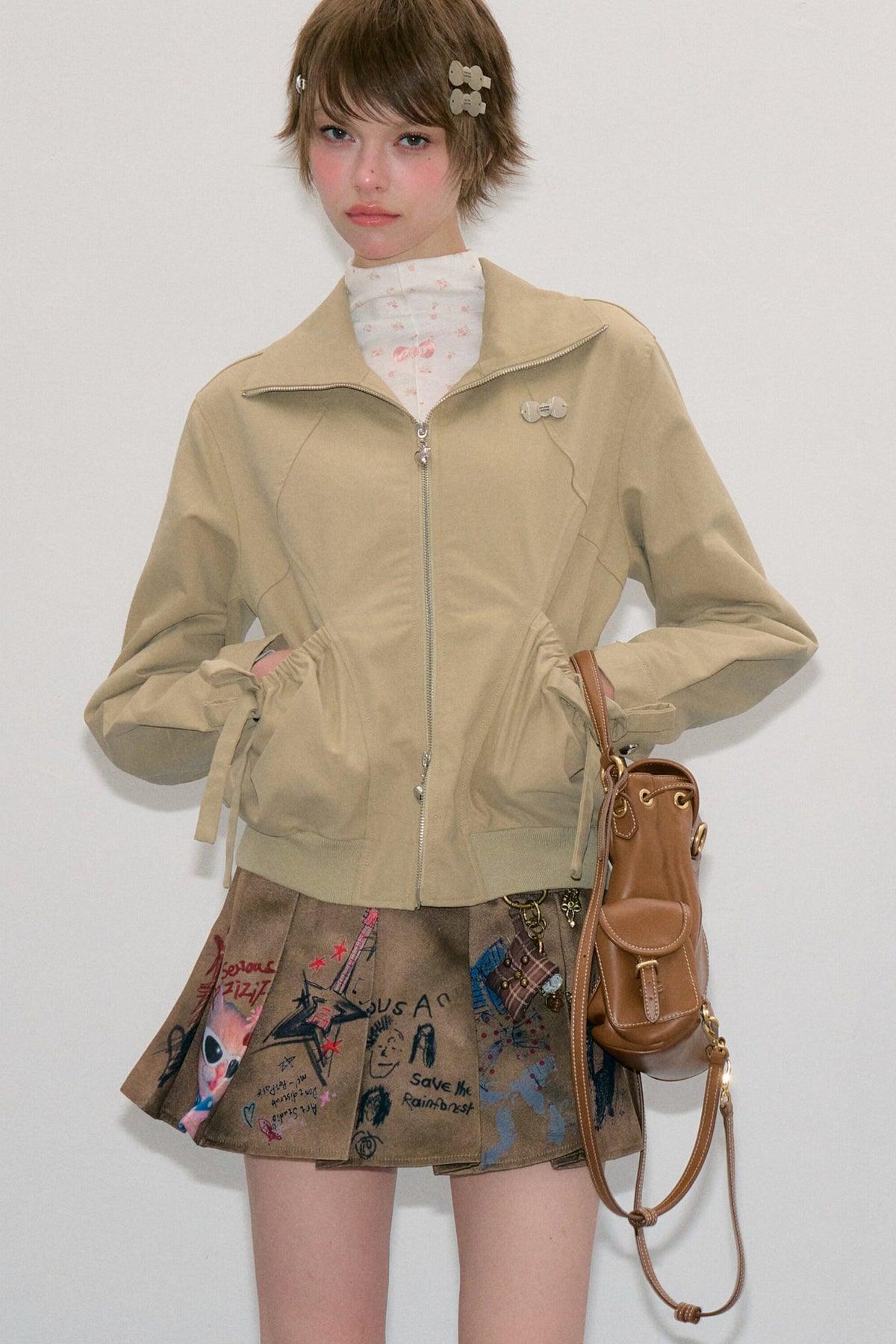 Khaki Lapel Work Jacket
