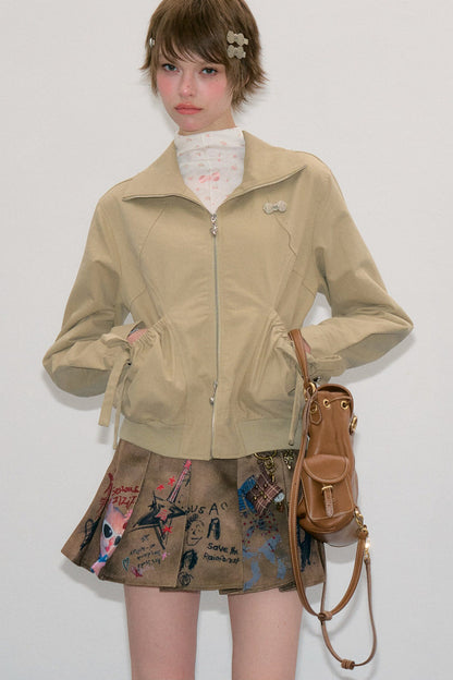 Khaki Lapel Work Jacket