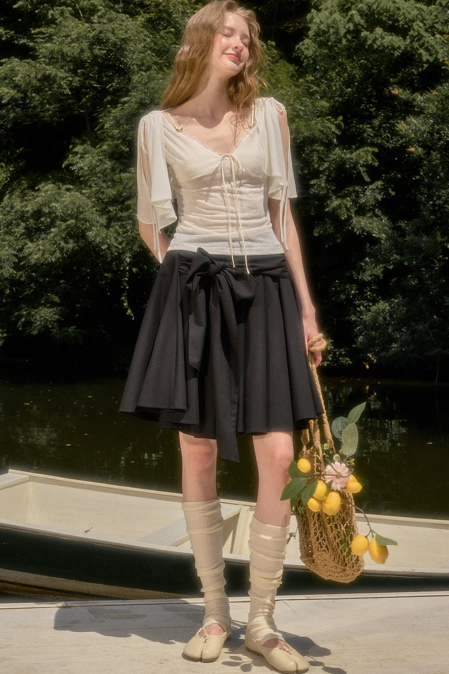 Cape-Style Short-Sleeve Top and Dress Set-Up