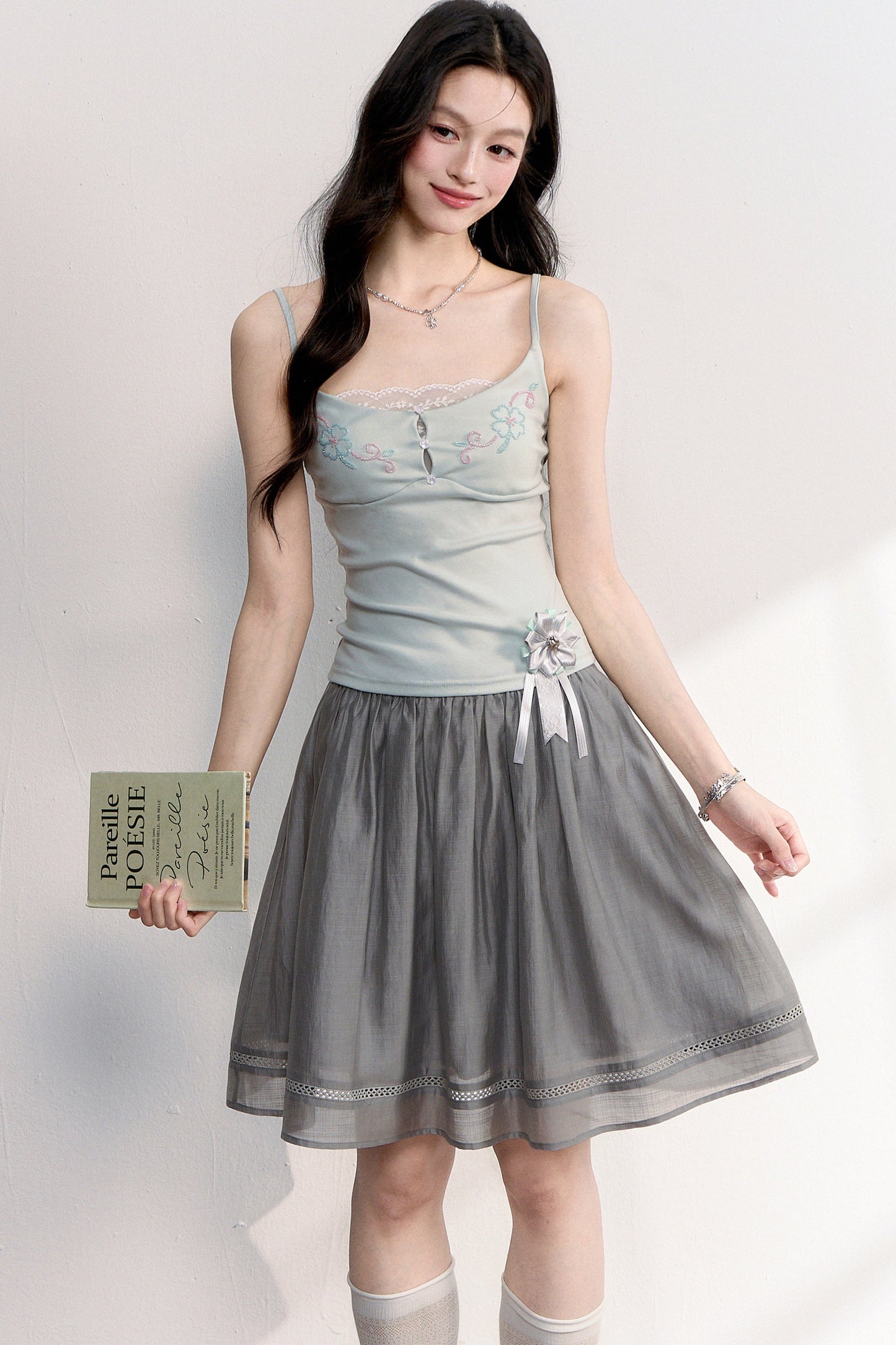 Beaded Embroidery Hollow Lace Camisole Top