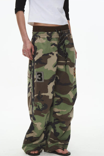 Retro Double-Waist Camouflage Pants
