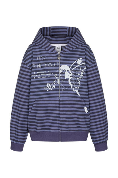 Butterfly Striped Zip Hoodie
