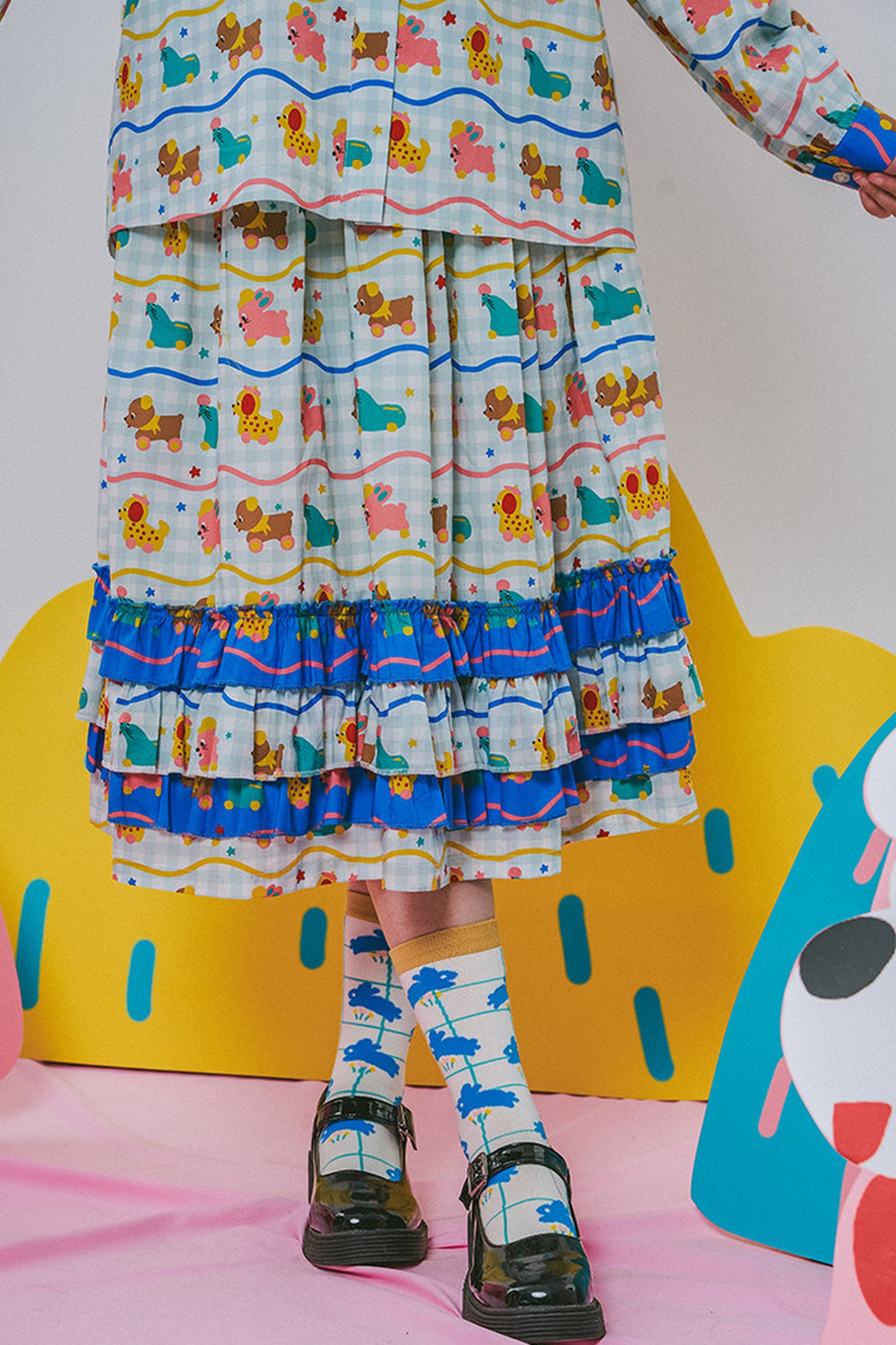 Printed Lace Patchwork Skirt