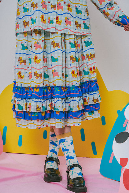 Printed Lace Patchwork Skirt