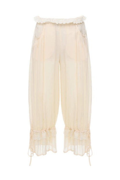Beige Lace Lantern Pants