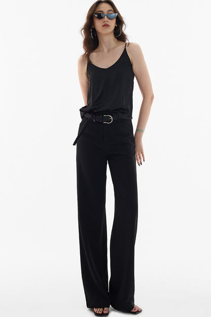 Straight-Leg Floor-Length Suit Pants