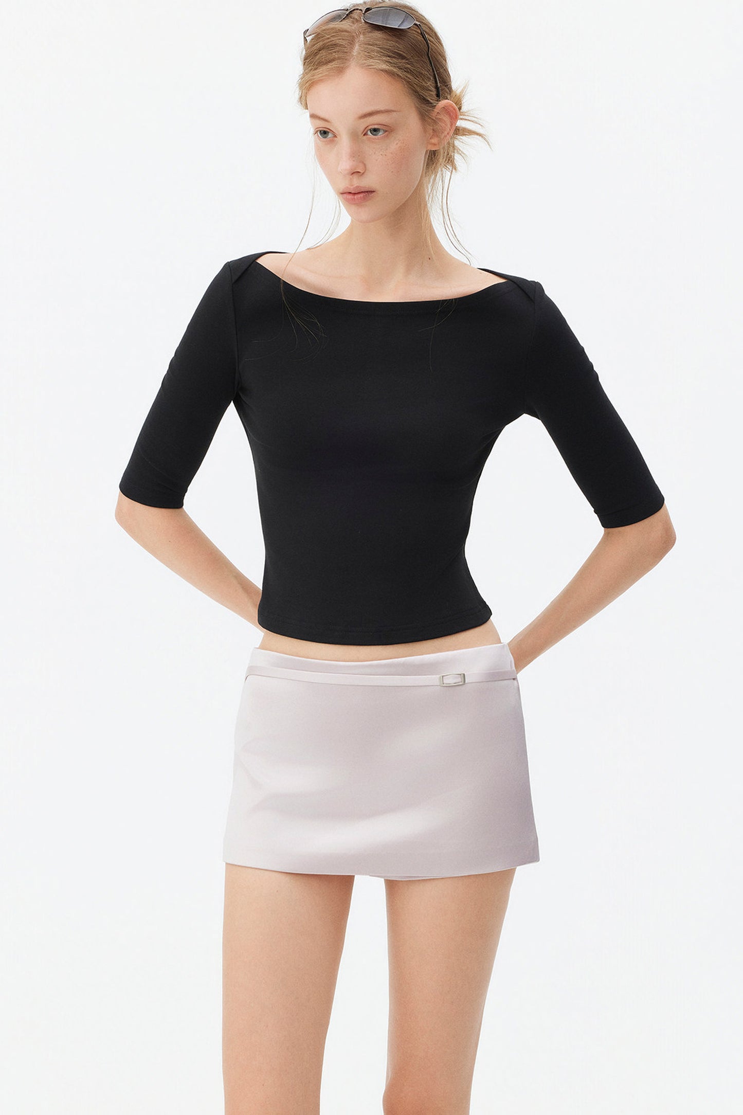 Boat Neck Knit Top