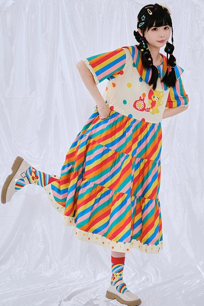 Regenbogen-Tagebuch-Kleid im japanischen Stil