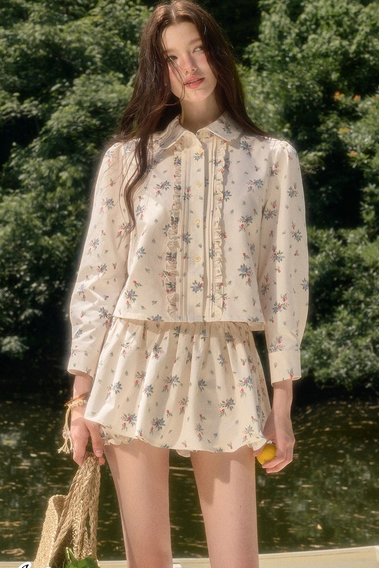 Floral Print Shirt and Culottes Set-Up