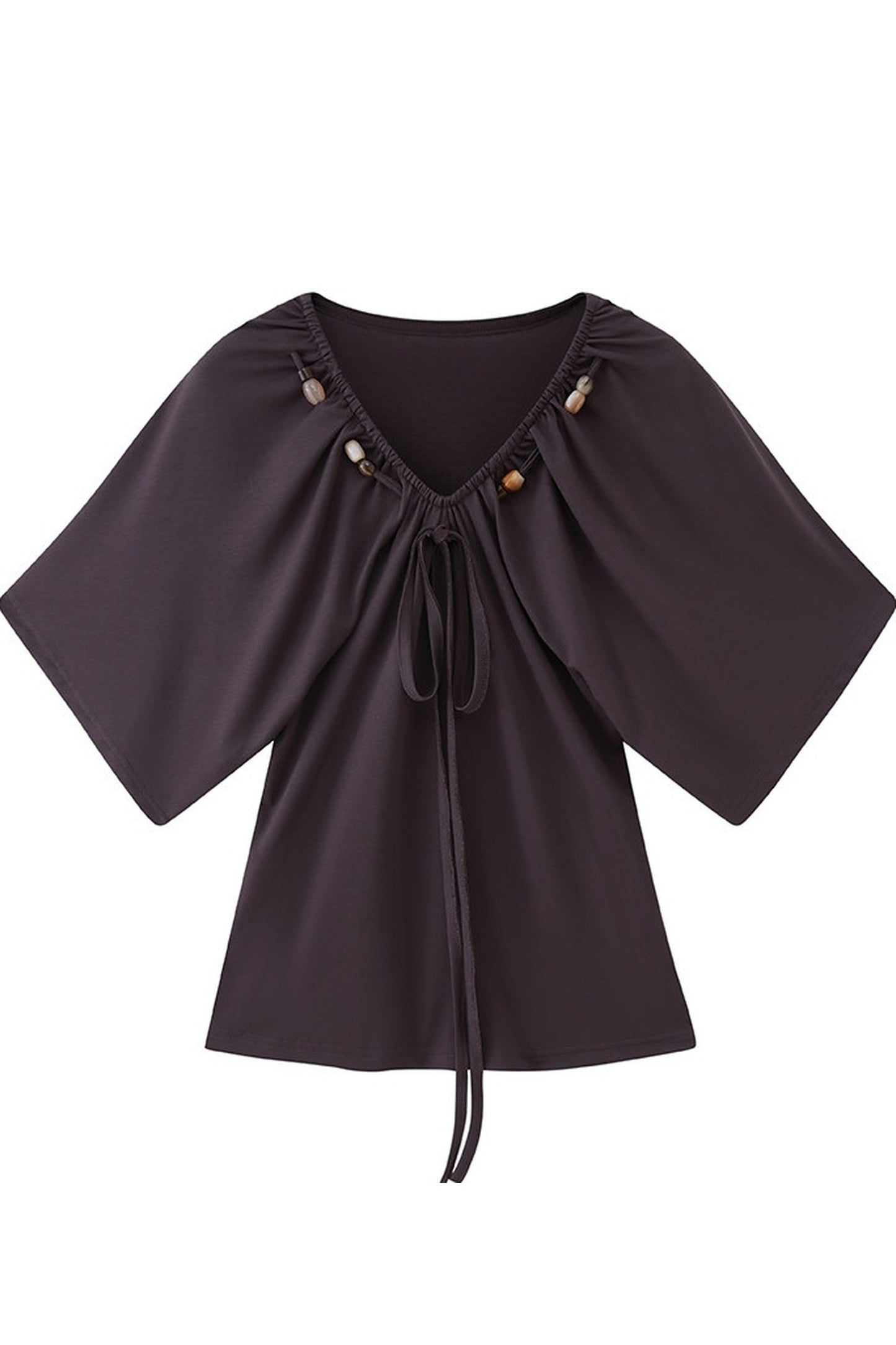 Beaded V Neck Batwing Blouse