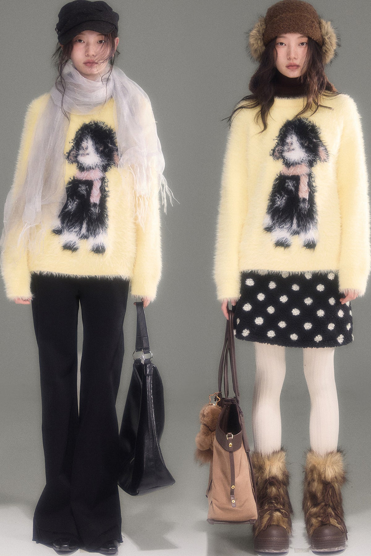 Eared Lamb Faux Mink Pullover Sweater