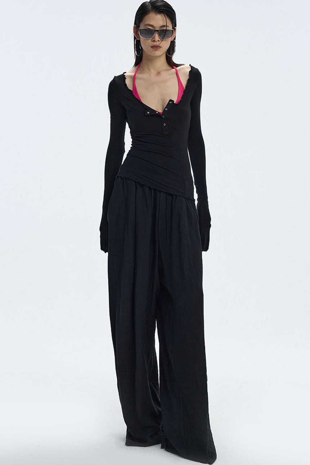 Black Textured Resort Shirt Pants Set-Up