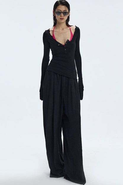 Black Textured Resort Shirt Pants Set-Up
